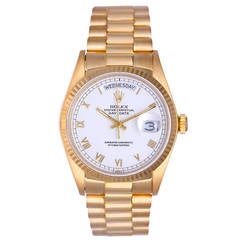 Rolex Yellow Gold Day-Date President Wristwatch Ref 18038 with White Roman Dial