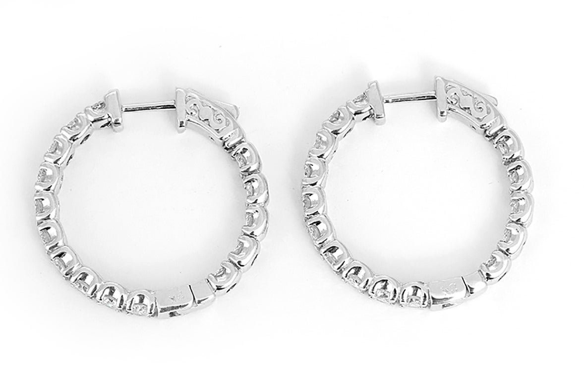 Amazing White Gold Inside-Out Diamond 2.56 ct Hoop Earrings For Sale at ...