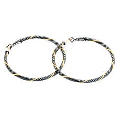 David Yurman Sterling Silver Yellow Gold Large Hoop Earrings David Yurman Sterling Silver Yellow Gold Large Hoop Earrings