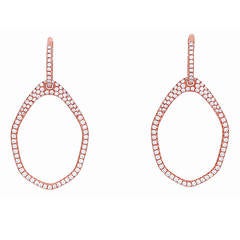 Beautiful Rose Gold Diamond Huggie Dangle Earrings 4