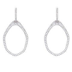 Beautiful White Gold Diamond Huggie Dangle Earrings 12