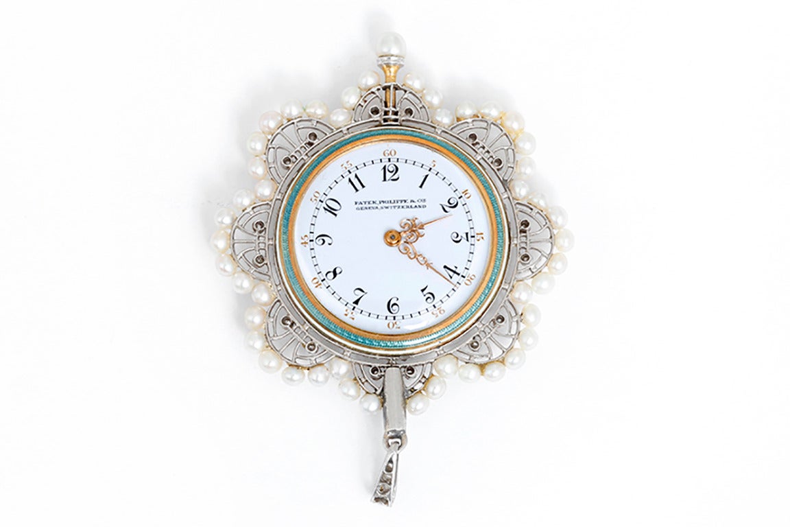 Patek Philippe Lady's Gold and Enamel Pendant Watch circa 1910s