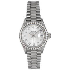 Rolex Lady's White Gold and Diamond Datejust Wristwatch Ref 69179