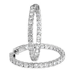 Amazing White Gold Inside-Out Diamond 5.21 ct Hoop Earrings