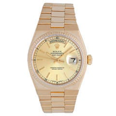 Retro Rolex Yellow Gold Oysterquartz Day-Date President Wristwatch Ref 19018