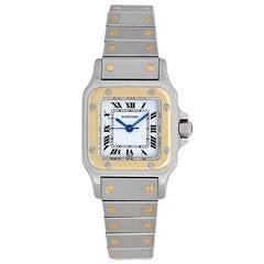 Cartier Lady's Stainless Steel and Yellow Gold Santos Automatic Wristwatch