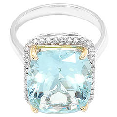 Elegant Aquamarine Diamond White Gold Ring
