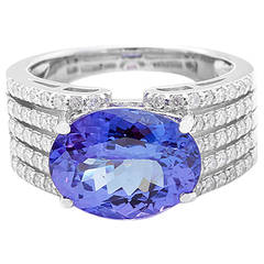 Beautiful Tanzanite Diamond White Gold Ring
