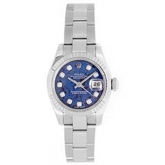 Ladies Rolex President White Gold Watch 179179 Sodalite Diamond Dial 10