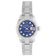 Ladies Rolex President White Gold Watch 179179 Sodalite Diamond Dial