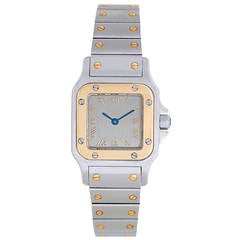 Cartier Lady's Stainless Steel and Yellow Gold Santos Galbee Wristwatch