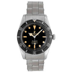 Vintage Rolex Stainless Steel Four-Line Submariner Wristwatch Ref 6536/1 circa 1950s