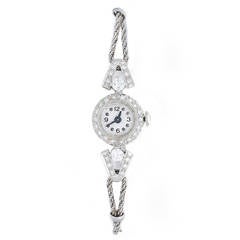 Vintage Lady's White Gold and Diamond Bracelet Watch