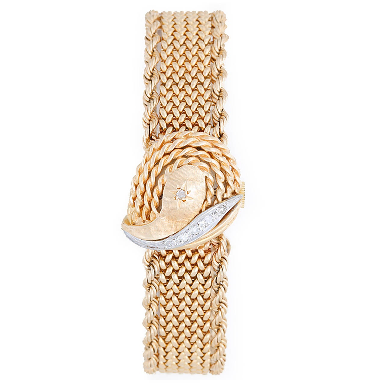 Luva Lady's Yellow Gold and Diamond Wristwatch with Concealed Dial