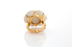 Chanel The Camelia Collection White Agate and Yellow Gold Ring Sz. 5-3/4