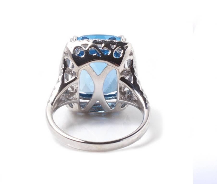 Women's Blue Topaz Diamond Gold Ring