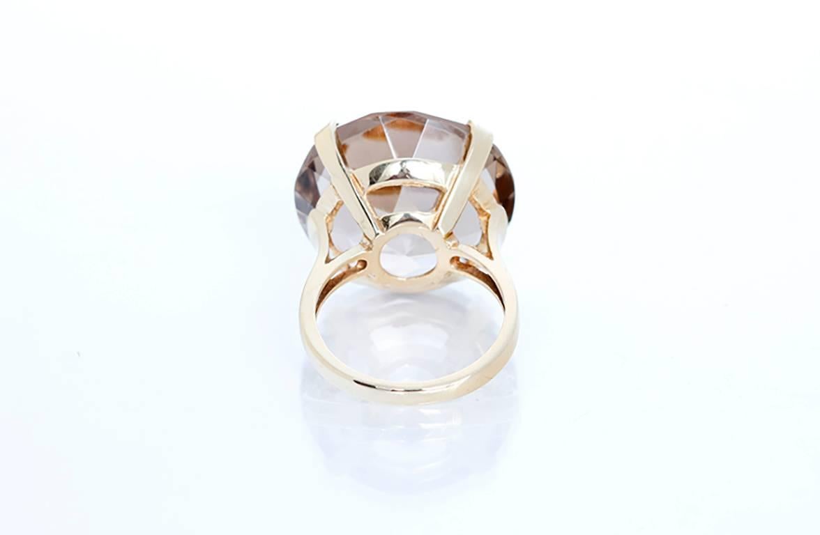 Smoky Quartz Gold Cocktail Ring In Excellent Condition In Dallas, TX