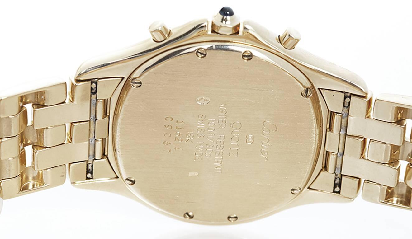 Cartier Yellow Gold Chronograph Quartz Cougar Wristwatch  In Excellent Condition In Dallas, TX