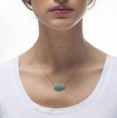 Amazonite Diamond Gold Necklace