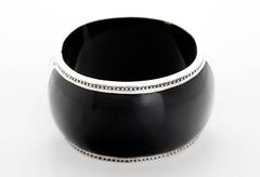 Miriam Salat Black Resin Two Color Topaz Sterling Silver Medallion Cuff Bracelet