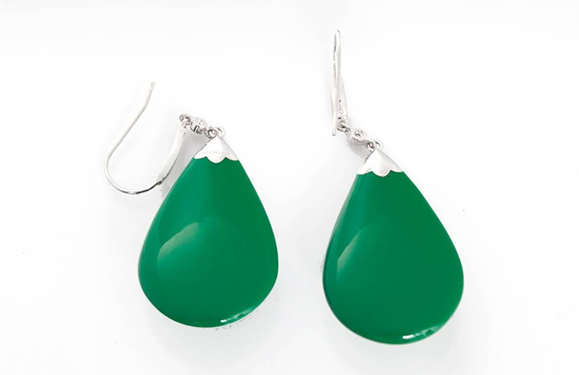 Miriam Salat green resin topaz Sterling Silver starburst dangle earrings In New Condition In Dallas, TX