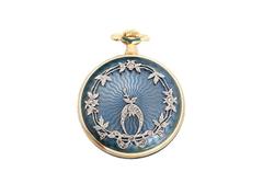 Haas lady's yellow Gold diamond enamel pendant pocket watch