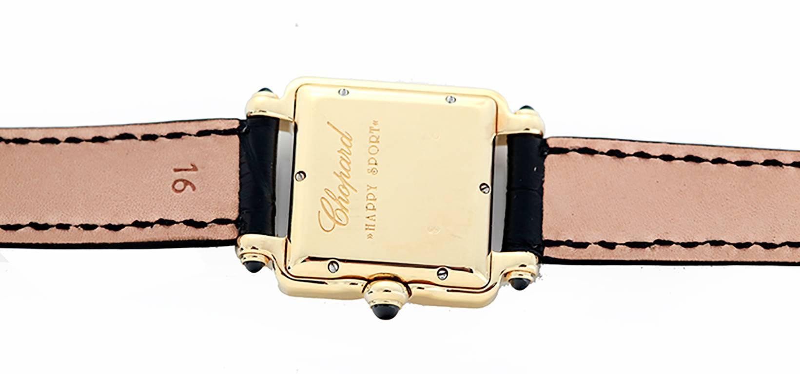 Chopard yellow Gold diamond Happy Sport square wristwatch ref 27/6679-23 In Excellent Condition In Dallas, TX
