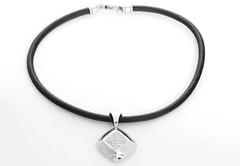 Bulgari Pyramid Diamond Gold Pendant and Leather Cord Necklace