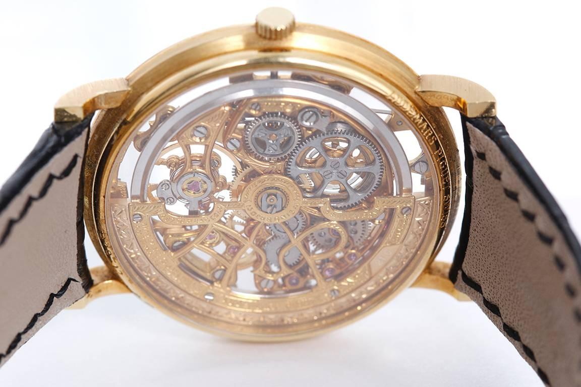 Audemars Piguet Yellow Gold Skeleton Automatic Wristwatch In Excellent Condition In Dallas, TX