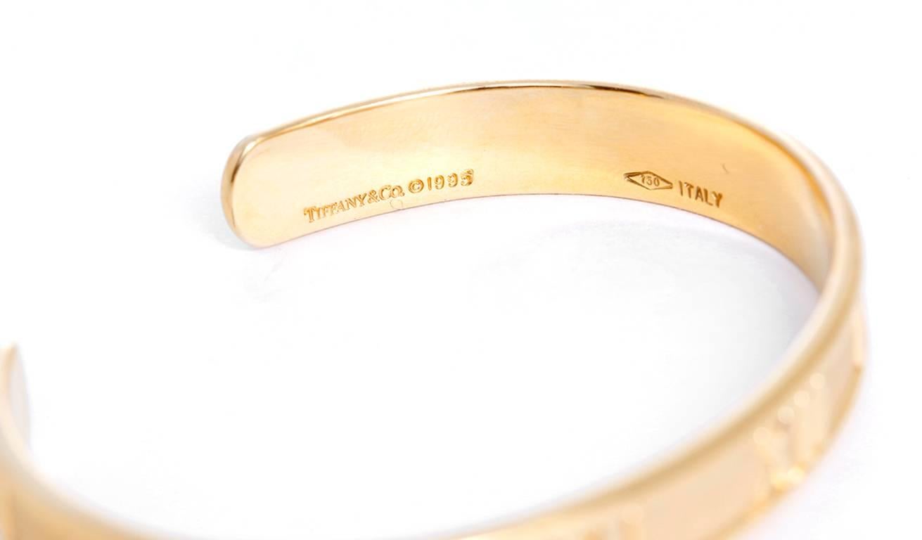 Tiffany & Co. Gold Atlas Cuff Bangle Bracelet In Excellent Condition In Dallas, TX