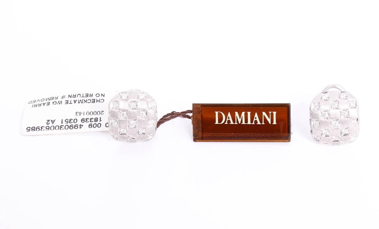 Women's Damiani Checkmate Diamond Gold Earrings For Sale