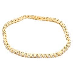 14K Yellow Gold Diamond Tennis Bracelet Approx. 5 cts