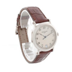 Patek Philippe Officers Calatrava 18k White Gold Watch with Hinged Back 5053-G (