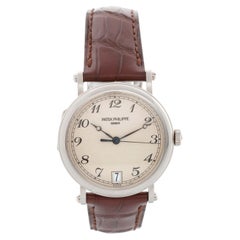Patek Philippe Officers Calatrava 18k White Gold Watch with Hinged Back 5053-G (