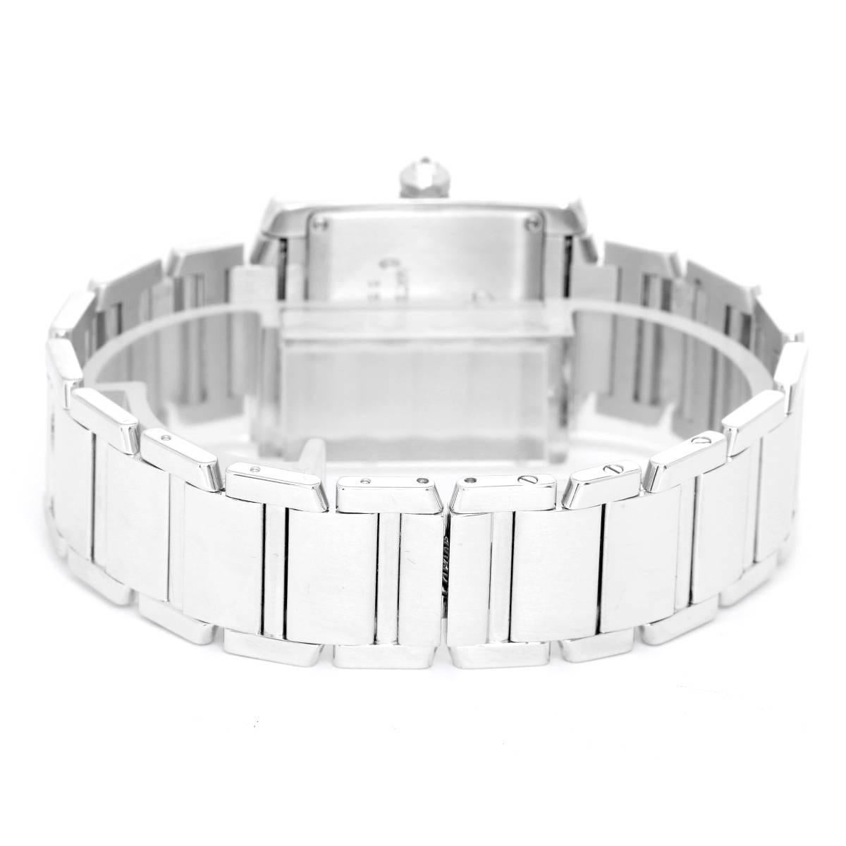Women's Cartier White Gold Diamond Ladies Tank Francaise Quartz Wristwatch Ref WE1020S3
