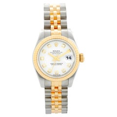Reloj Rolex Datejust para mujer, bicolor, con esfera blanca, 179173