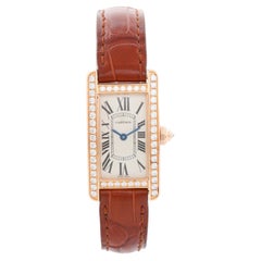 Cartier Rose Gold Small Tank Americaine With Diamonds 2503 WJTA0002