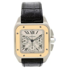 Cartier Santos 100 XL Chronograph Stainless Steel and Yellow Gold Men's Watch 27