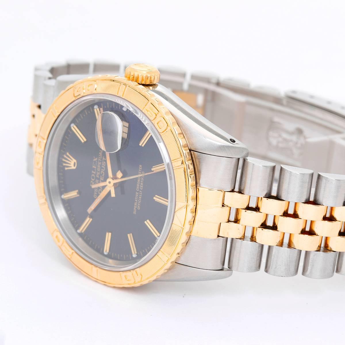 Rolex 2-Tone Turnograph Men's Steel & Gold Watch Steel 16263 -  Automatic winding with date; sapphire crystal. Stainless steel case with 18k yellow gold rotating Thunderbird bezel  (36mm diameter). Black dial with stick markers. Stainless steel and