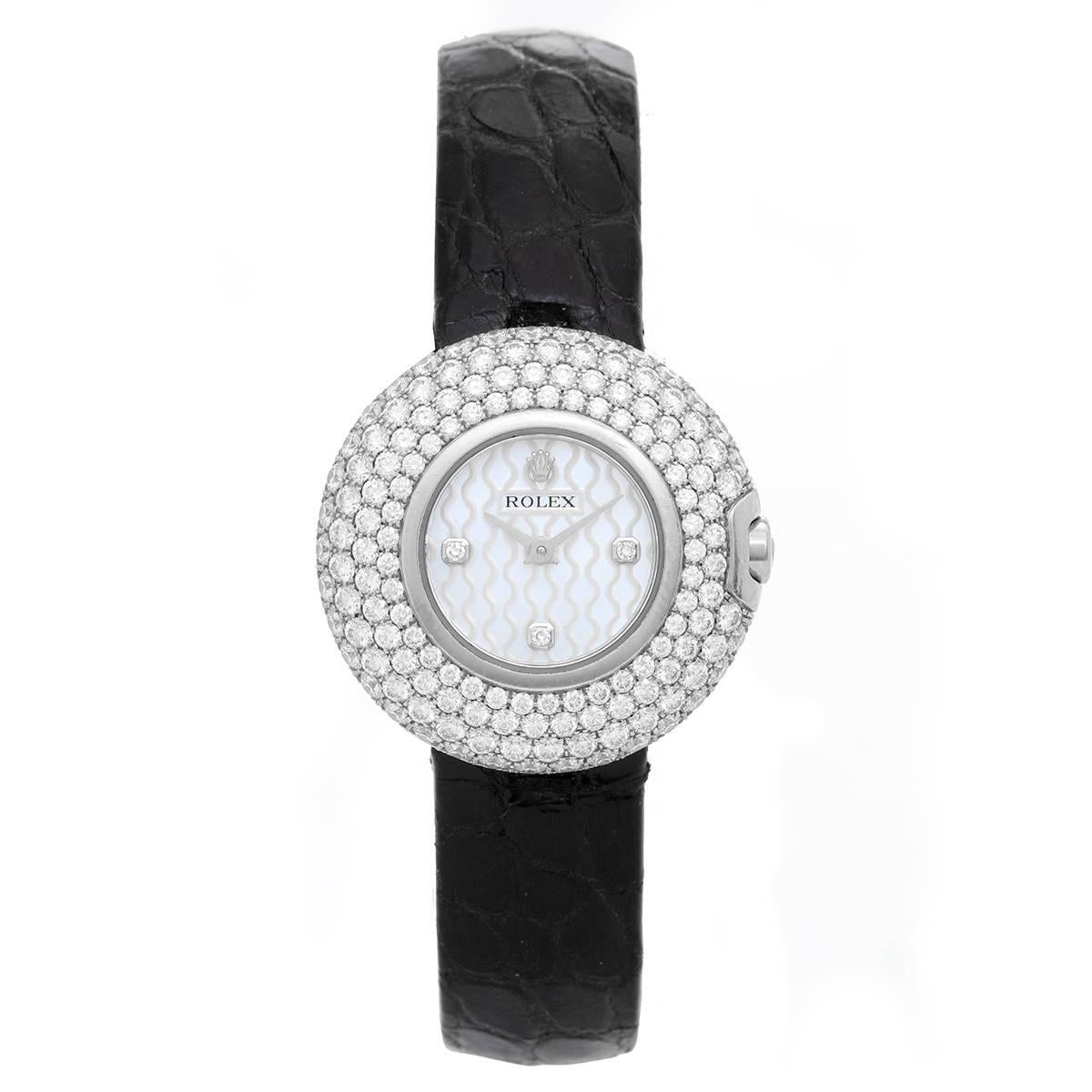 Rolex Ladies white gold Diamond Cellini Orchid Quartz Wristwatch Ref 6201/9