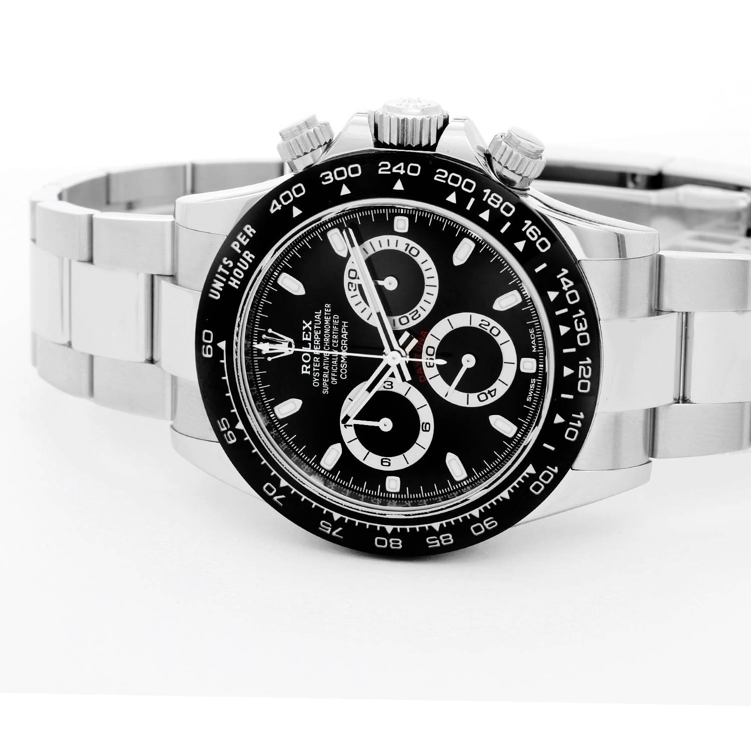 Men's Rolex Stainless Steel Ceramic Daytona Black Dial Cosmograph Automatic Wristwatch