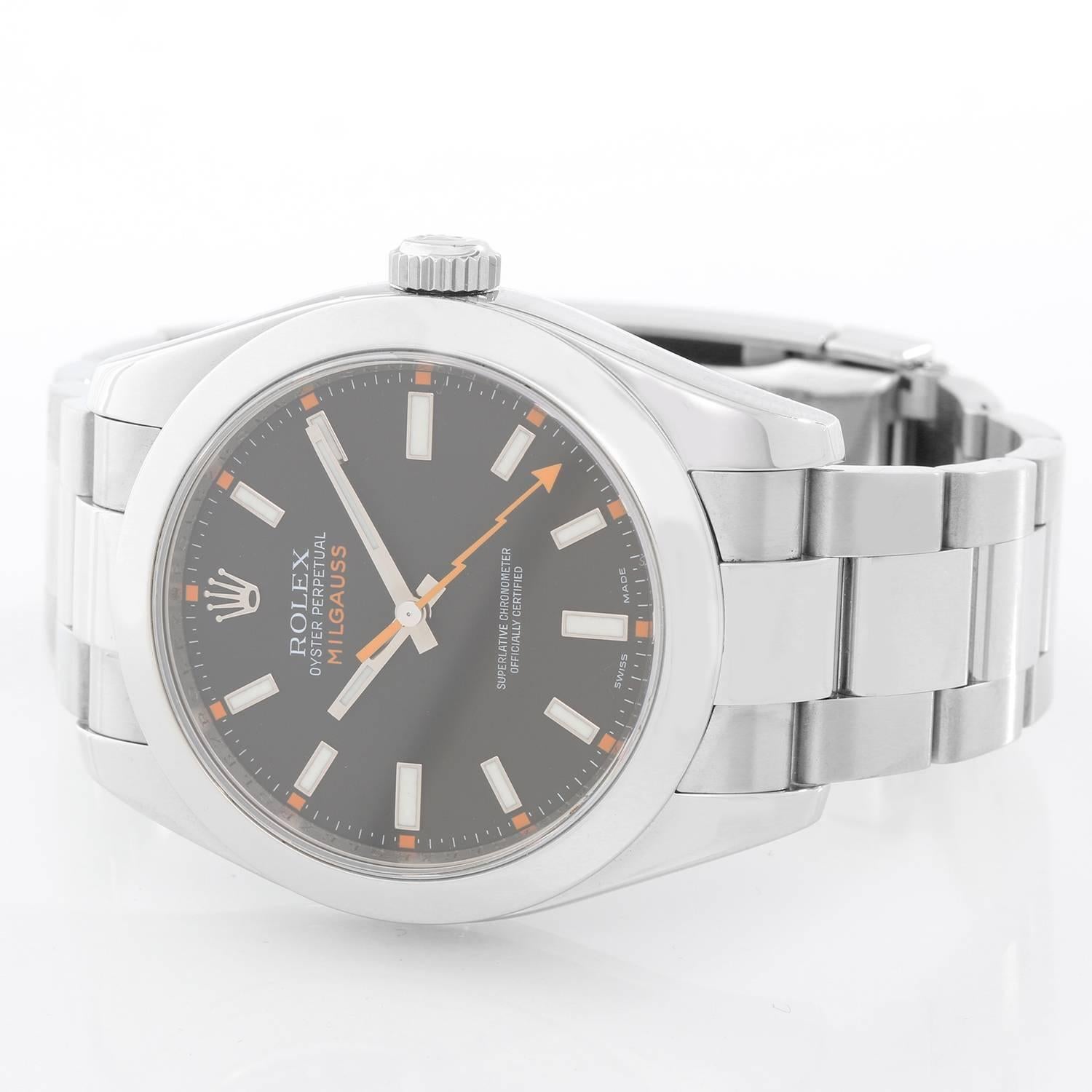 Rolex  Stainless steel Milgauss Automatic Wristwatch Ref 116400 In Excellent Condition In Dallas, TX