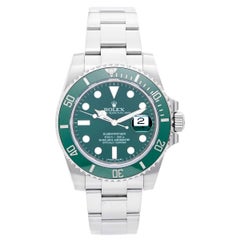 Used Rolex Stainless Steel Submariner Green Dial Automatic Wristwatch
