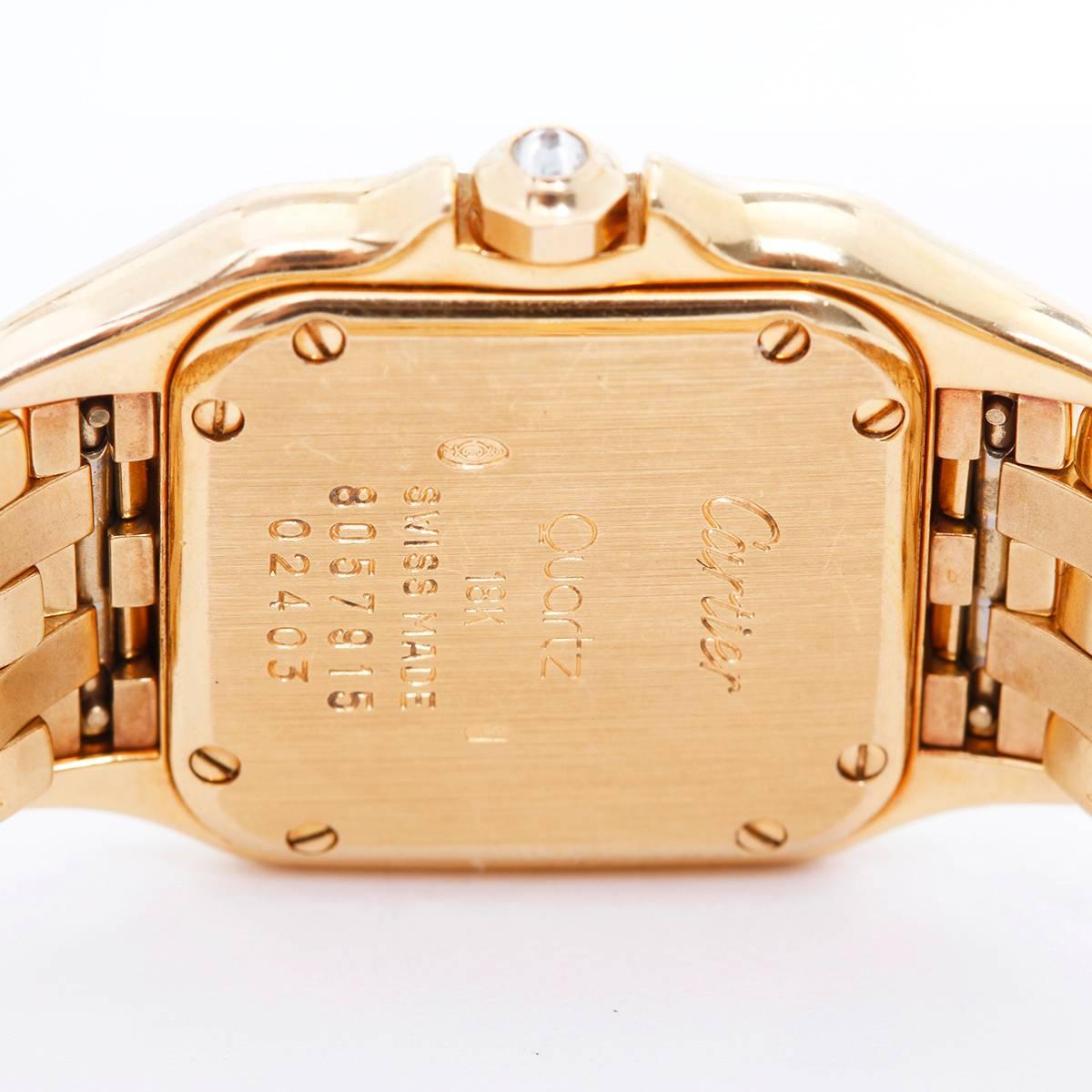 Cartier Ladies Yellow Gold Diamond Panther Quartz Wristwatch In Excellent Condition In Dallas, TX