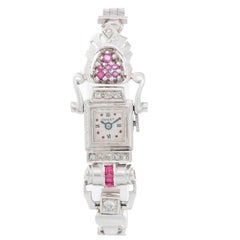 Chalet Ladies Antique White gold Ruby Manual Wristwatch
