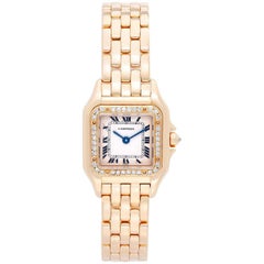 Retro Cartier Ladies Yellow Gold Diamond Panther Quartz Wristwatch