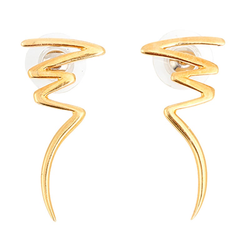 Tiffany & Co. Paloma Picasso Yellow Gold Zig-Zag Earrings, circa 1983