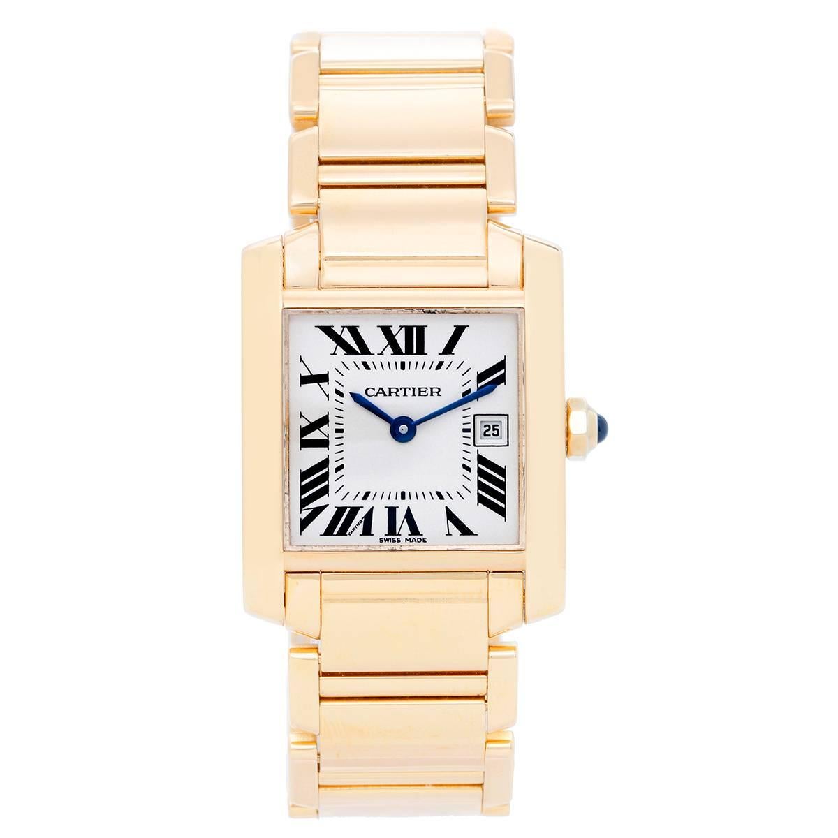 Cartier Yellow Gold Tank Francaise Midsize Quartz Wristwatch