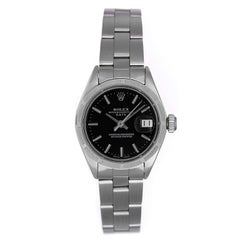 Rolex Ladies Stainless Steel Black Dial Date Automatic Wristwatch Ref 6919