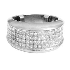 Sparkling Four-Row Diamond Gold Ring